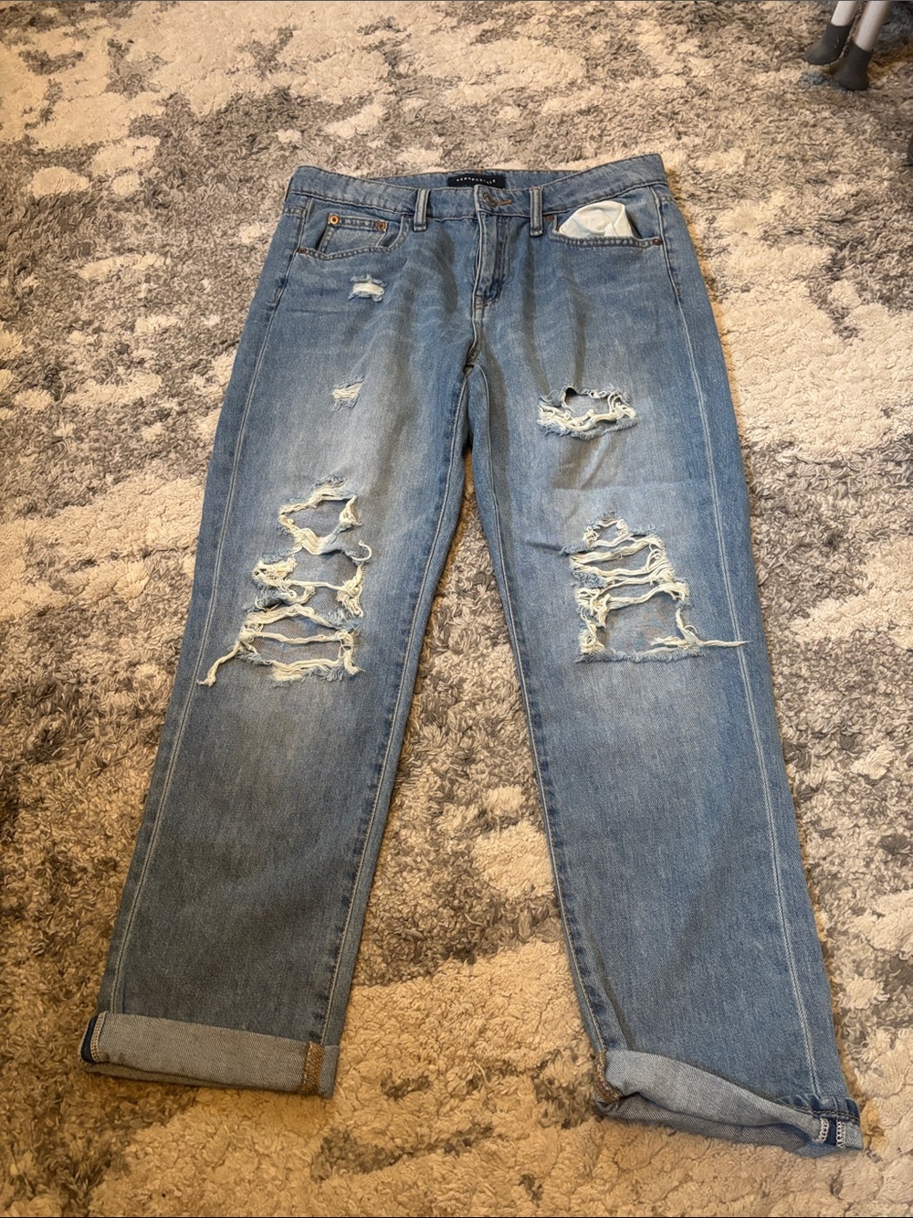 Aeropostale Light Blue Distressed Boyfriend Jeans